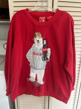 Queen of sparkles Coca-Cola Red polar bear Logo Crewneck with Graphic Tag